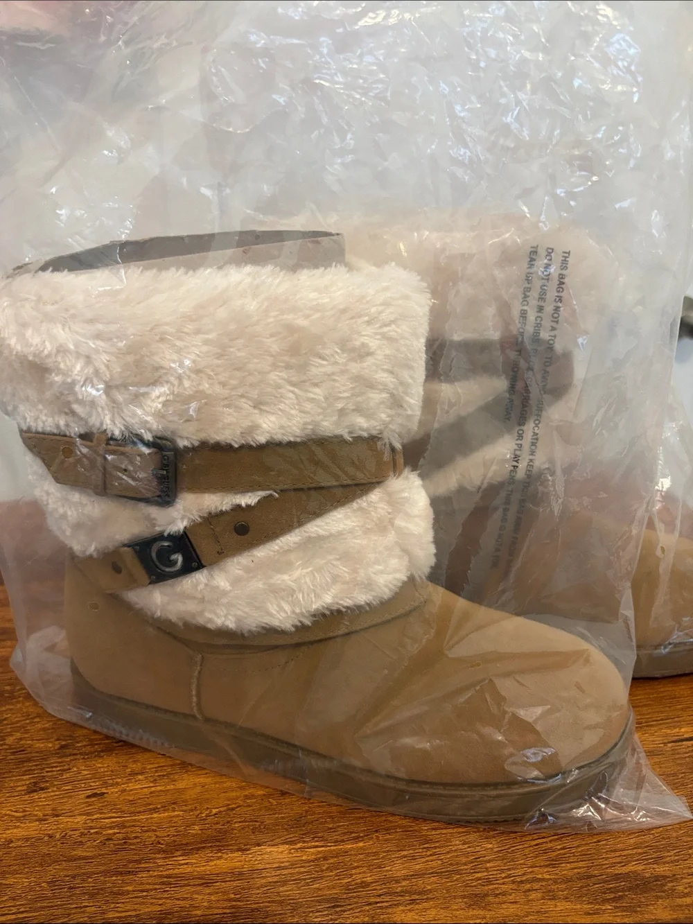 Guess Tan Suede Faux Fur Winter Boots